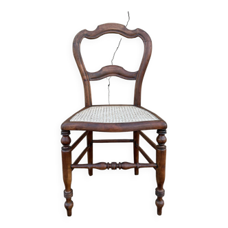 Antique chair, restored, rope seat, late 19th century.