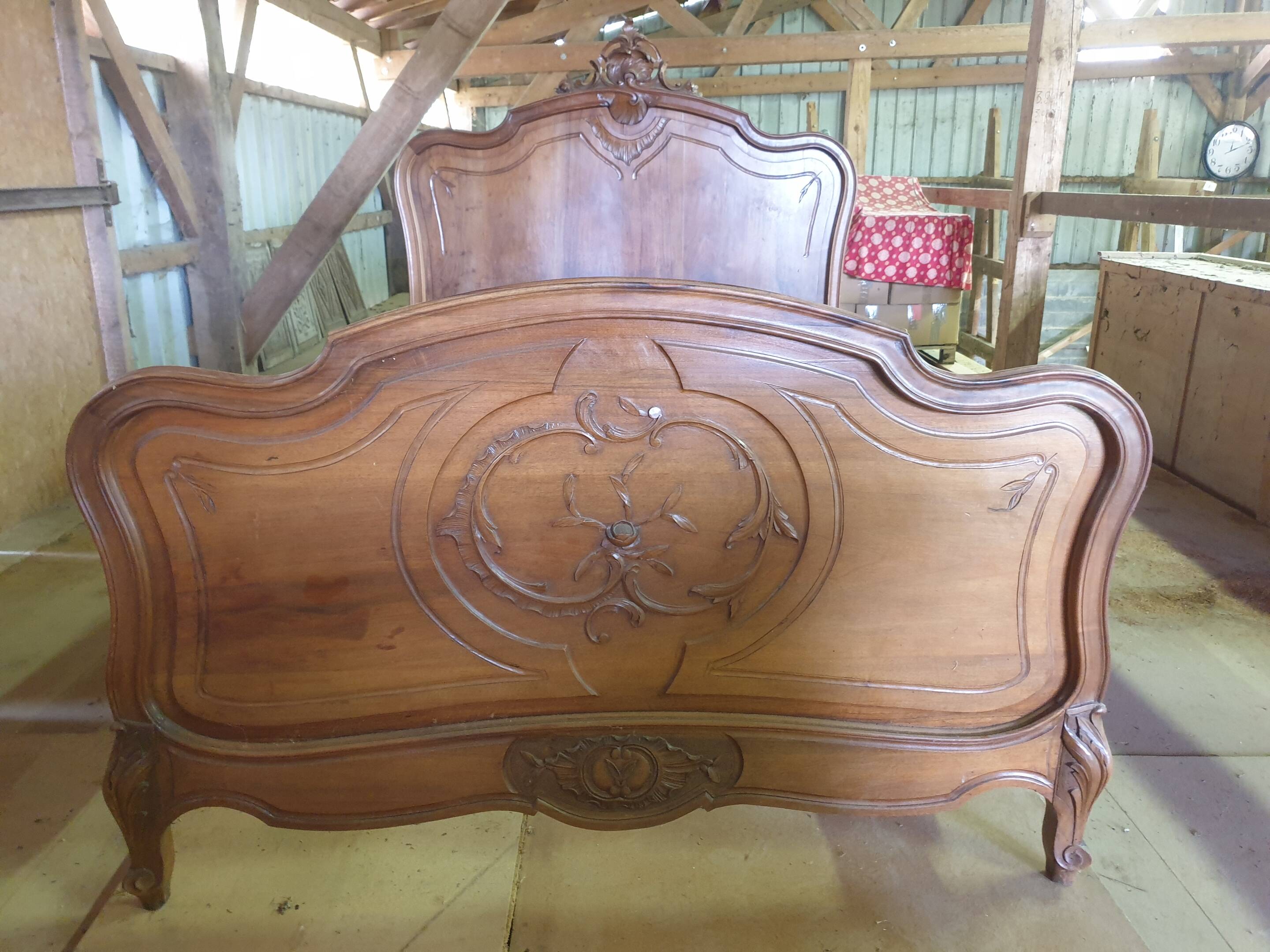 Walnut bed frame - Louis Philippe style