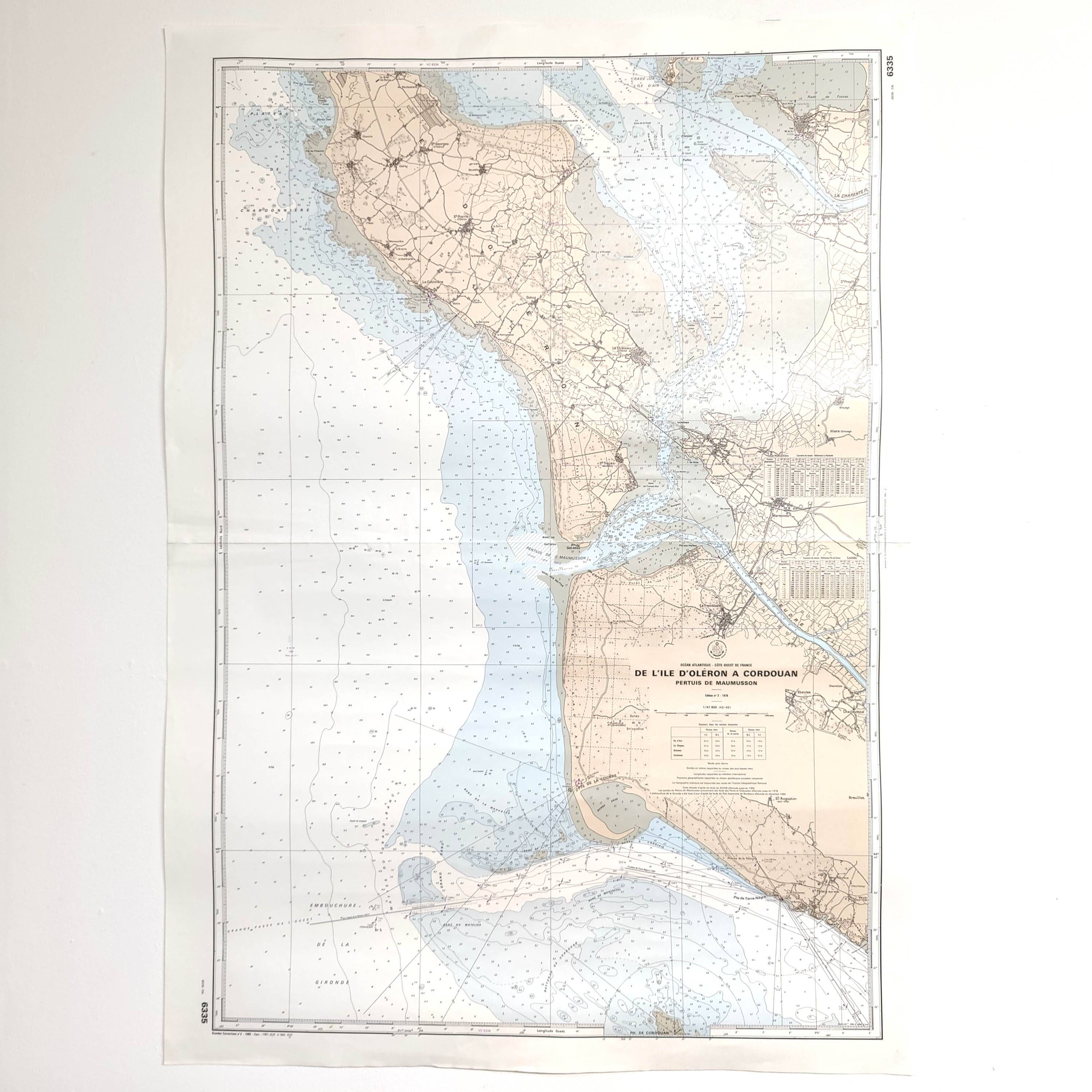 Map of Charente Maritime, Oléron Island, West Coast, France, 1976