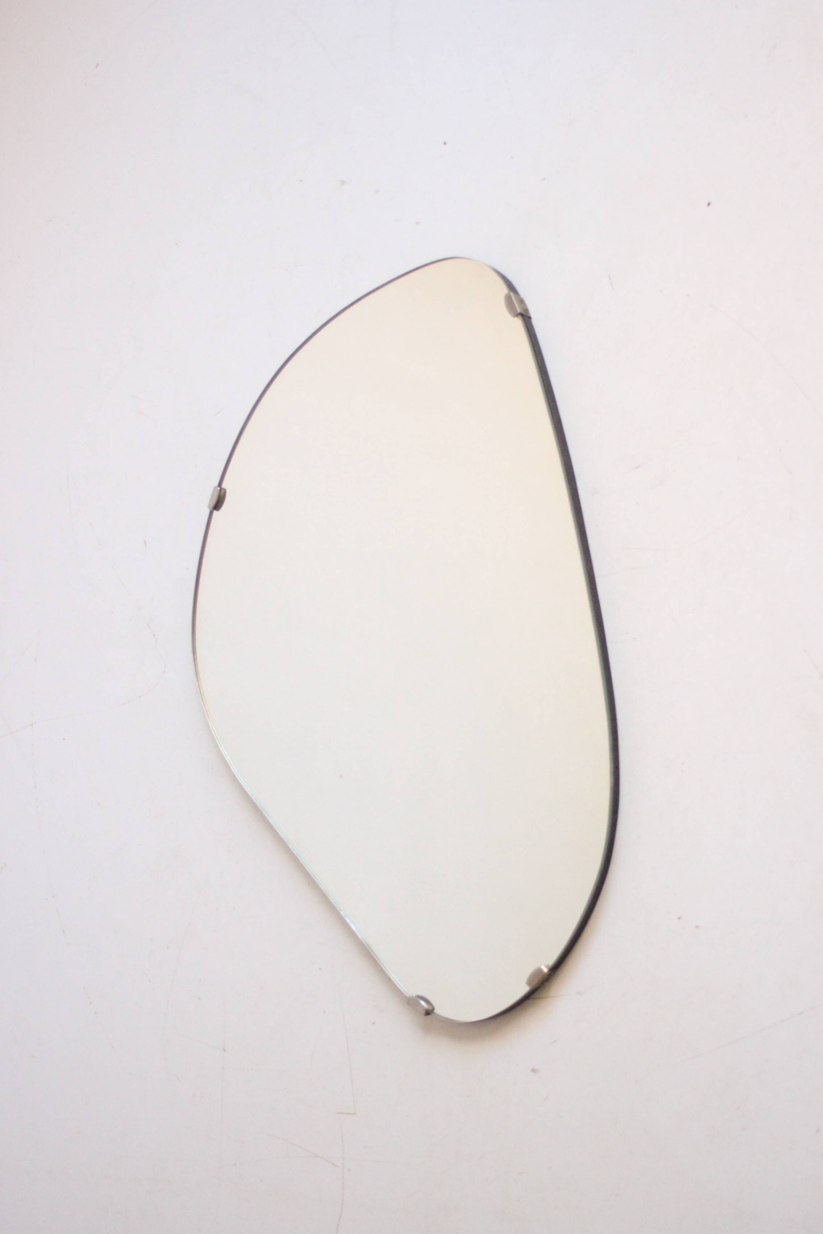 Vintage organic mirror, kidney shaped, Belgium 1950s