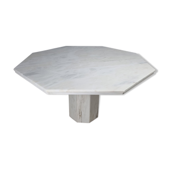Table à manger octogonale en marbre blanc du milieu du siècle 1970