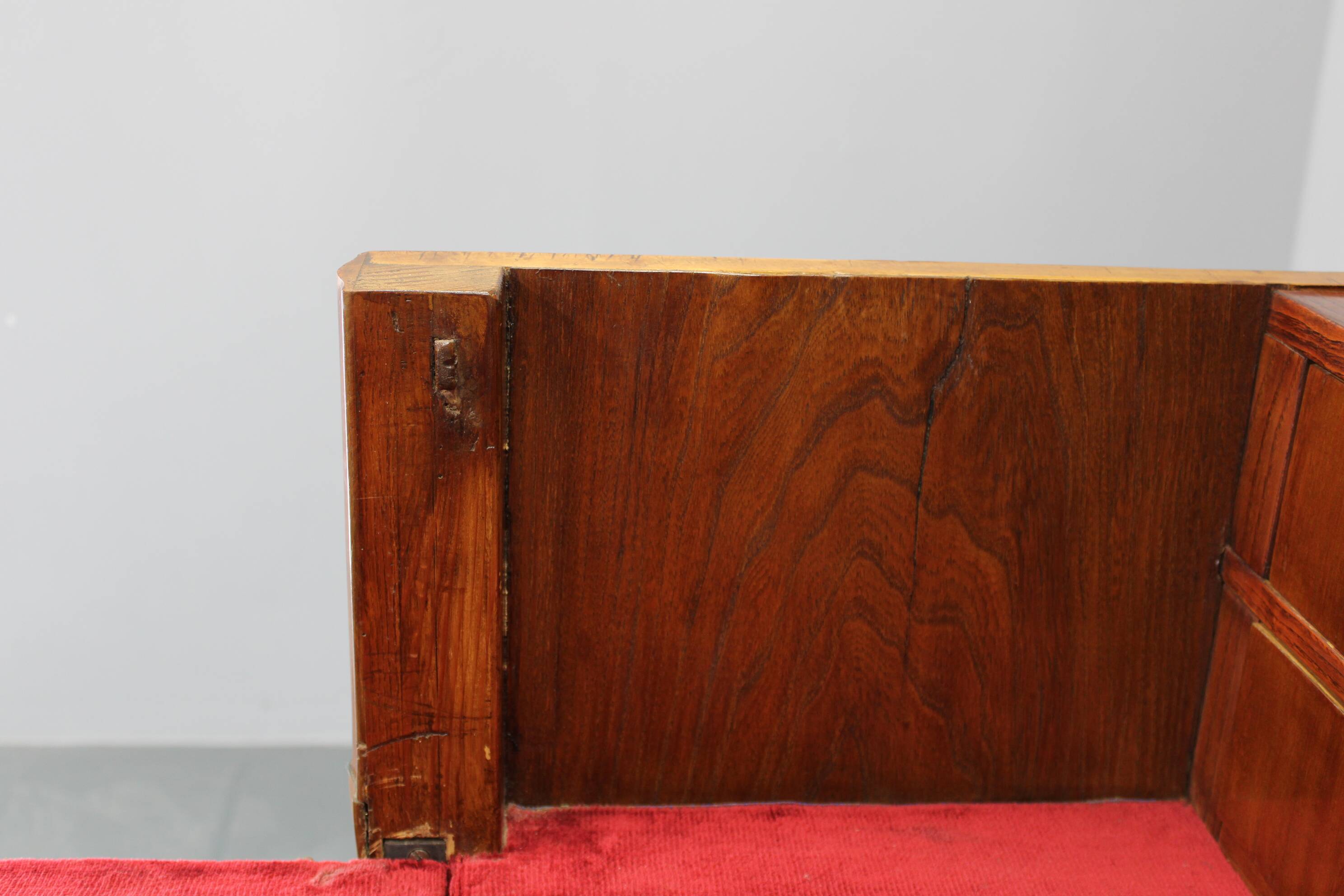 1930s Antique Cabinet with Writing Area in Walnut Finish ,Czechoslovakia