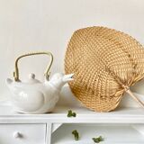 Duck teapot with rattan handle and scoubidou