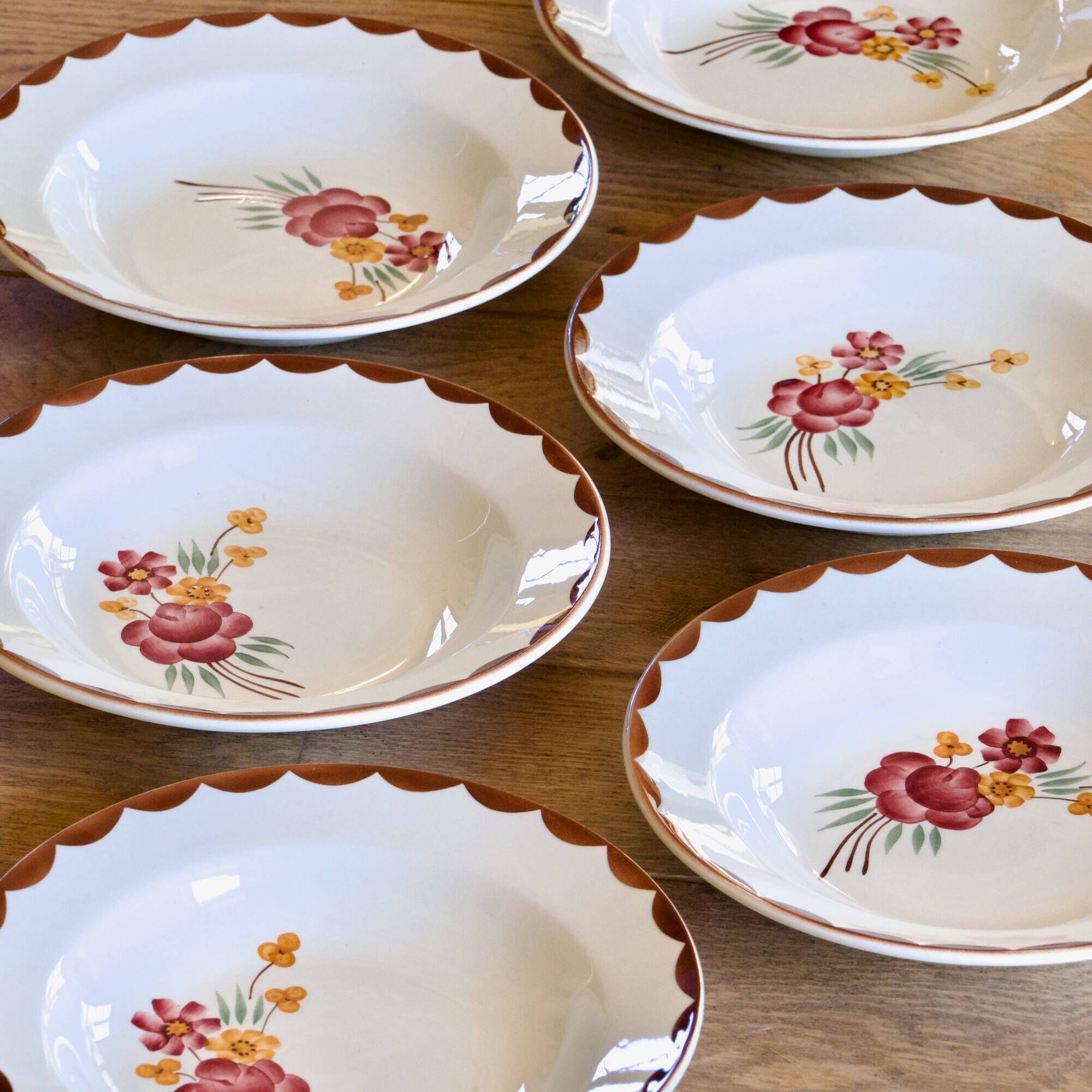 Antique plates from 1920, Choisy-le-Roi, Creil & Montereau, "Huguette"