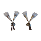 Paire d'appliques en laiton Lunel