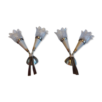 Pair of Lunel brass wall lamps
