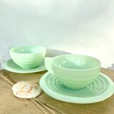 2 cups and saucers opaline mint art deco 50/60