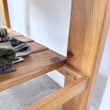1980 pine wheeled console table