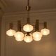 Gaetano Sciolari 1970s Italian Brass & Textured Glass 9-Light Chandelier