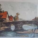 Tableau ancien 1940-1950 intitulé "la décrue"