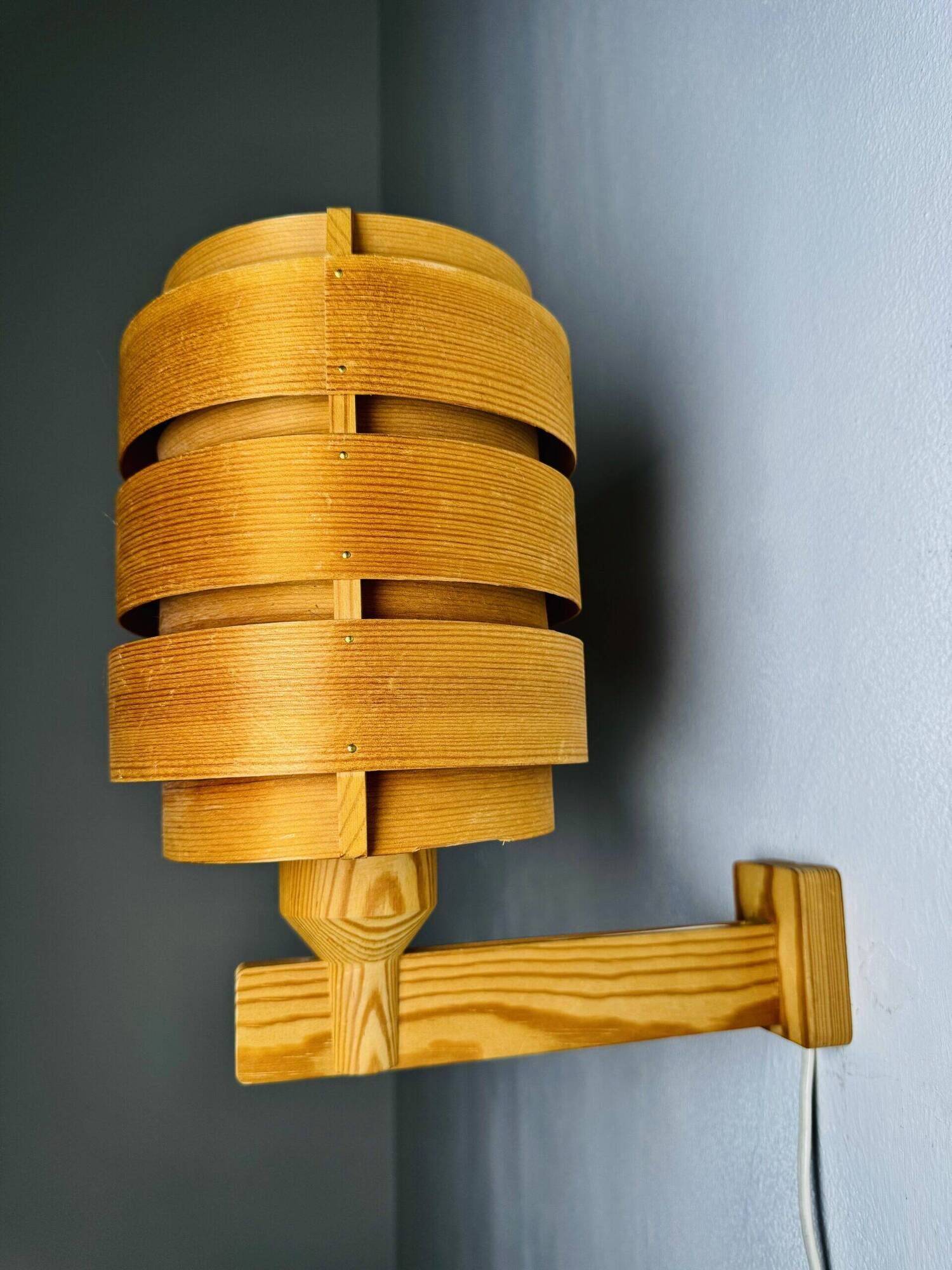 Mounted Pine Veneer Wall Lamp By Hans-Agne Jakobsson For Markaryd, Sweden 1960S
