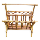 Porte-revues vintage en rotin et bambou