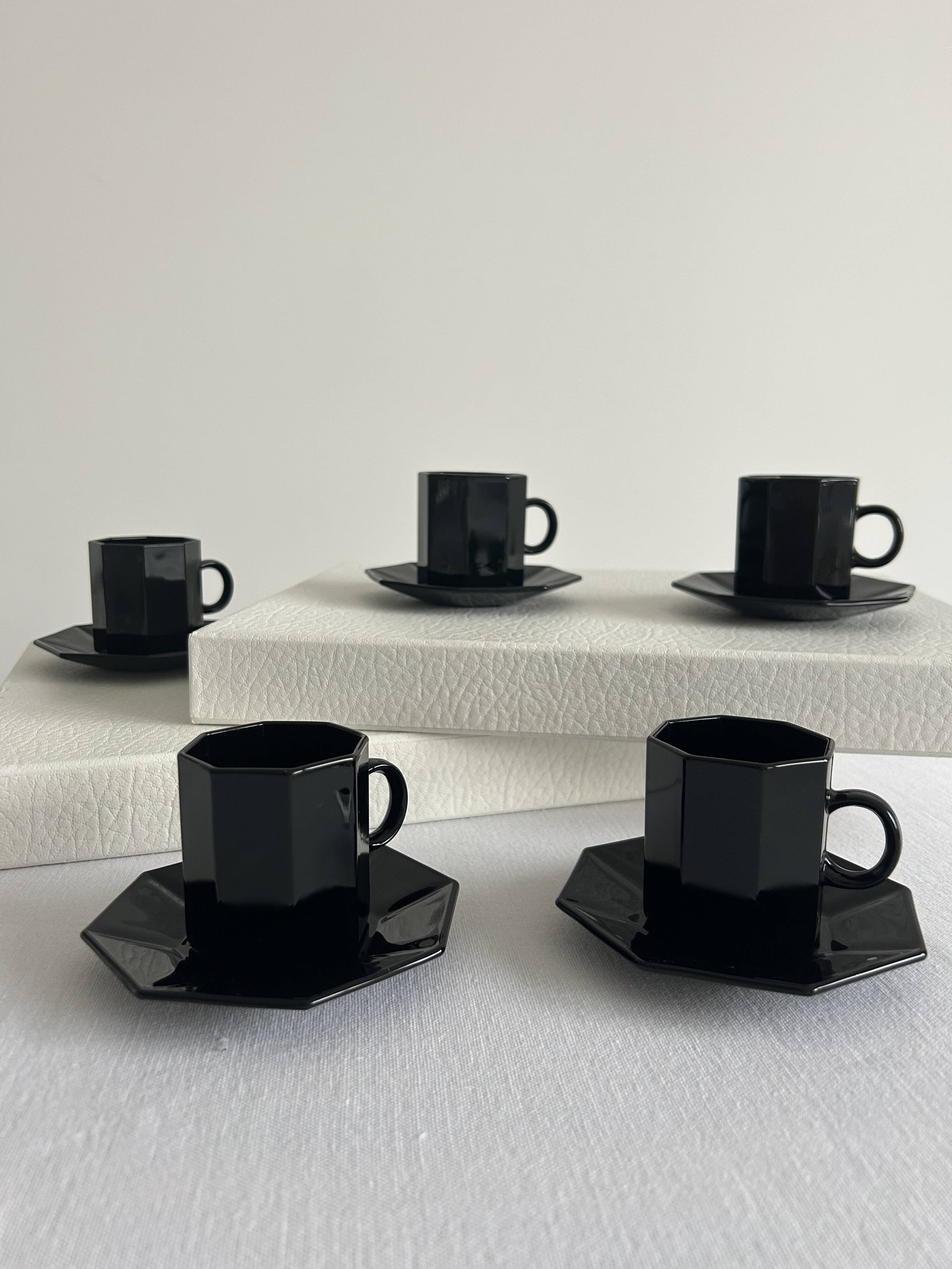 Vintage ESSO coffee set – 1970s – black ceramic