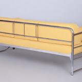 Canapé tubulaire en cuir jaune Bauhaus entièrement restauré, Robert Slezák, années 1930