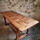 French farmhouse table in oak – 1950-1970 – Top made of solid blocks