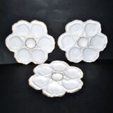 3 Limoges porcelain oyster plates