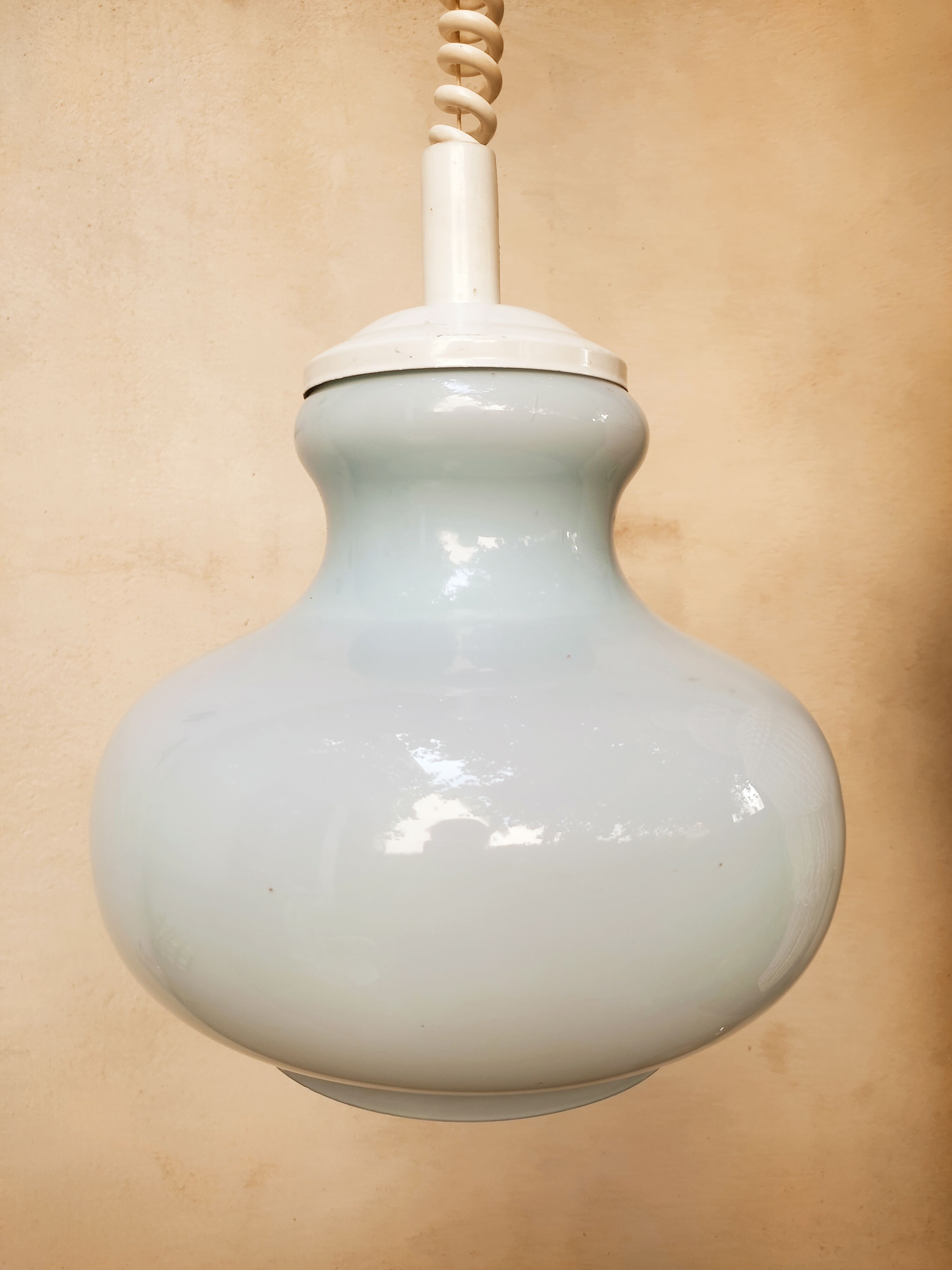 Blue opaline hanging lamp