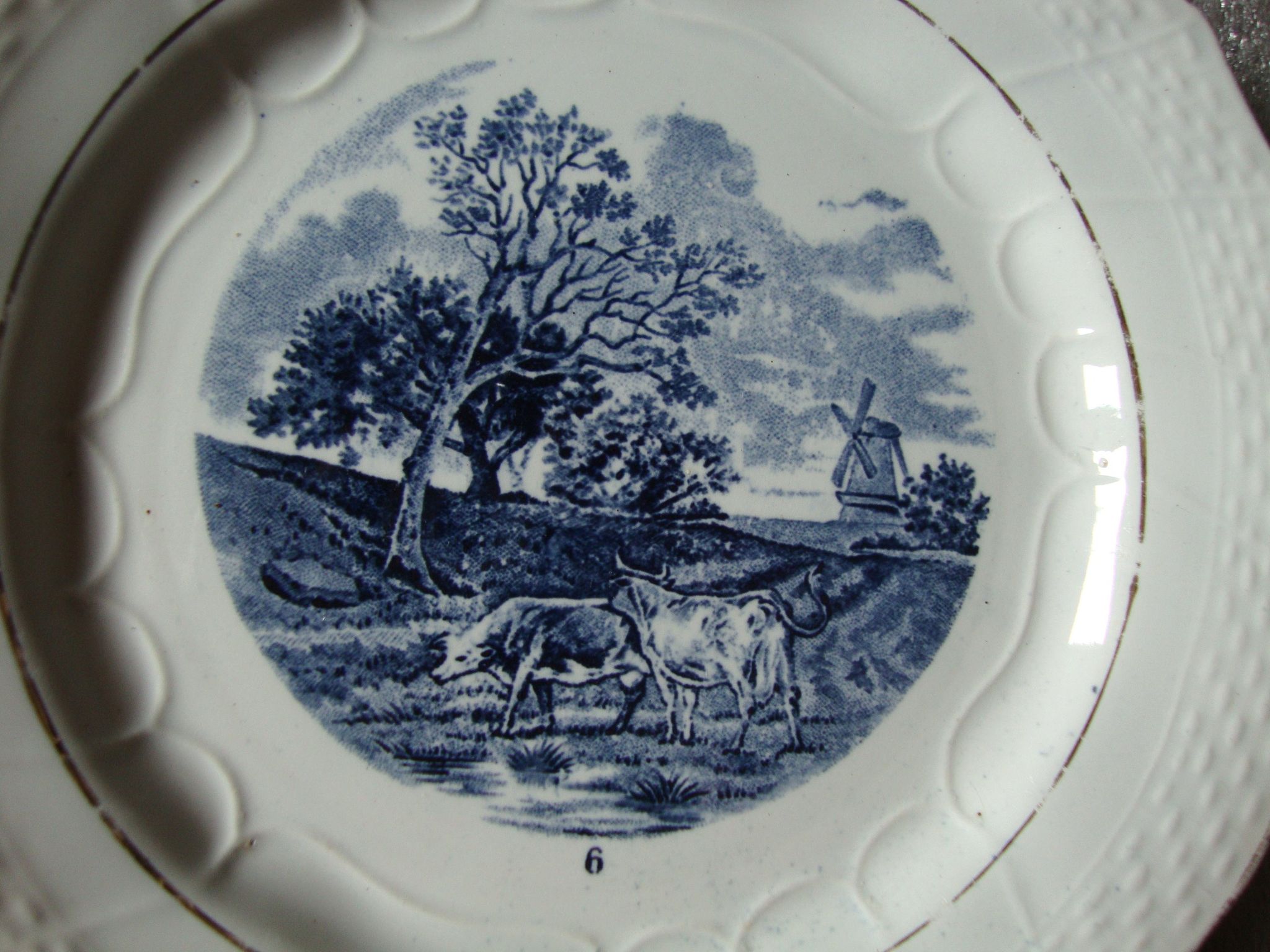 6 assiettes à dessert Moulin des loups Amage décor Delf