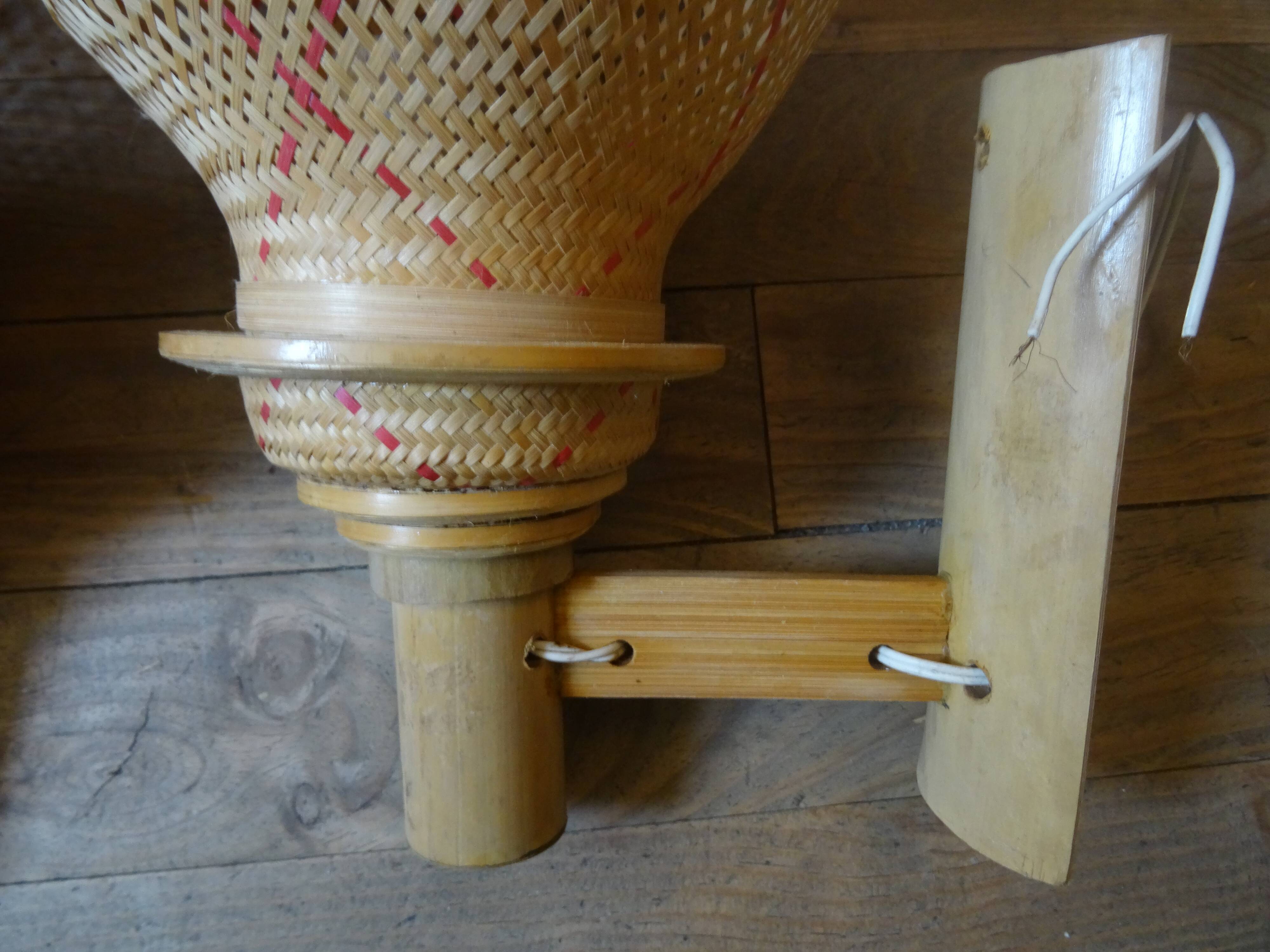 Pair of Balinese wicker sconces