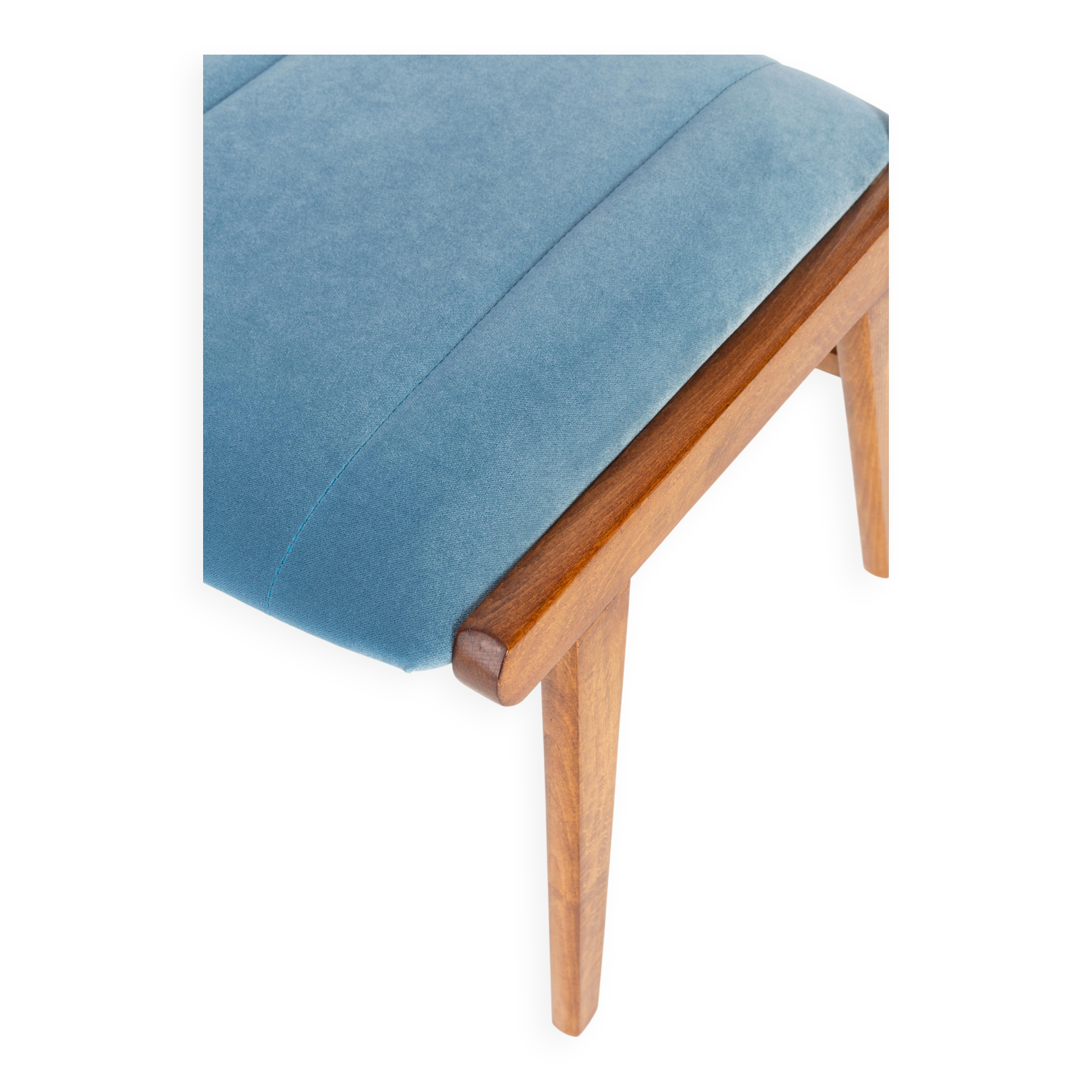 Vintage light blue velvet chair, mid-century, Europe, 1960s.
