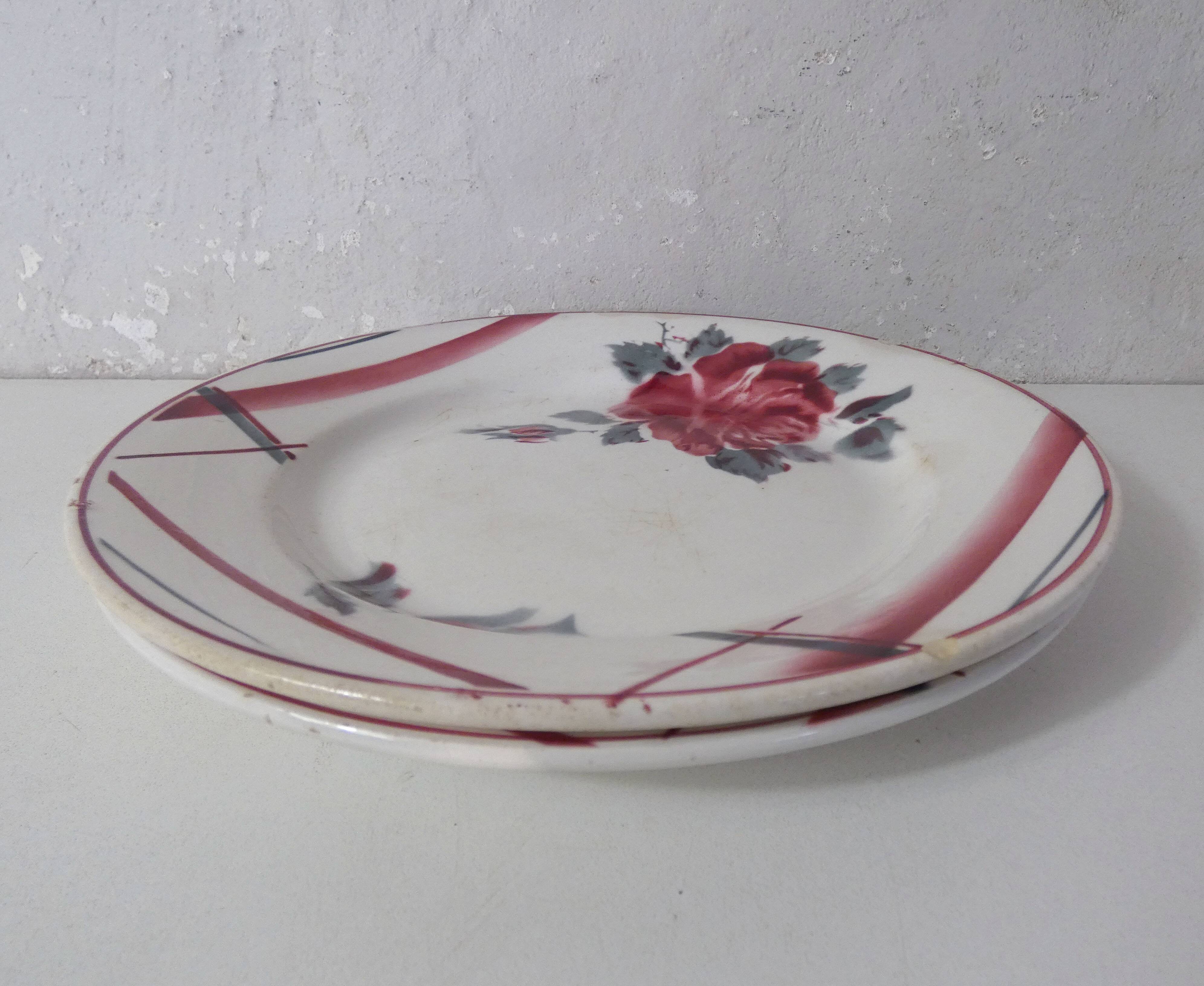 Digoin sarreguemines 2 flat plates la rose