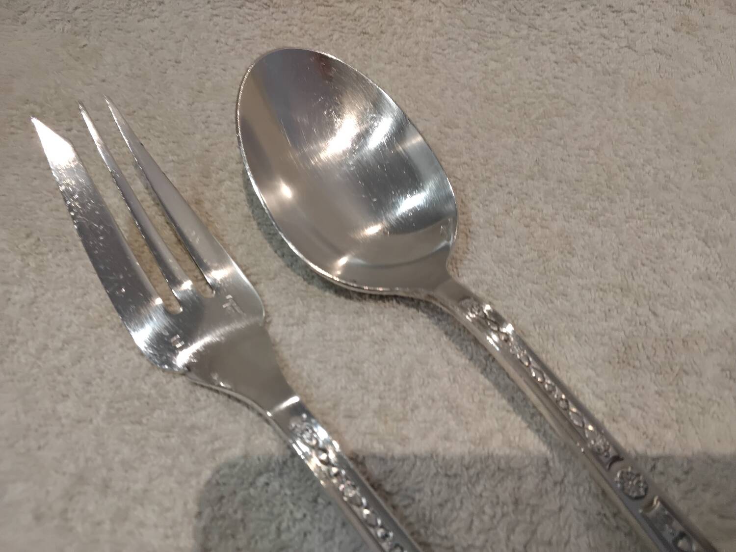 Silver-plated metal stew fork and spoon by Christofle Villeroy