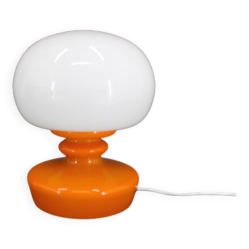 1970s Stepan Tabery Orange Glass Mushroom Table Lamp, Czechoslovakia
