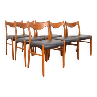 Mid-Century Danish Teak and Leather Dining Chairs by Arne Wahl Iversen for Glyngøre Stolefabrik, 196