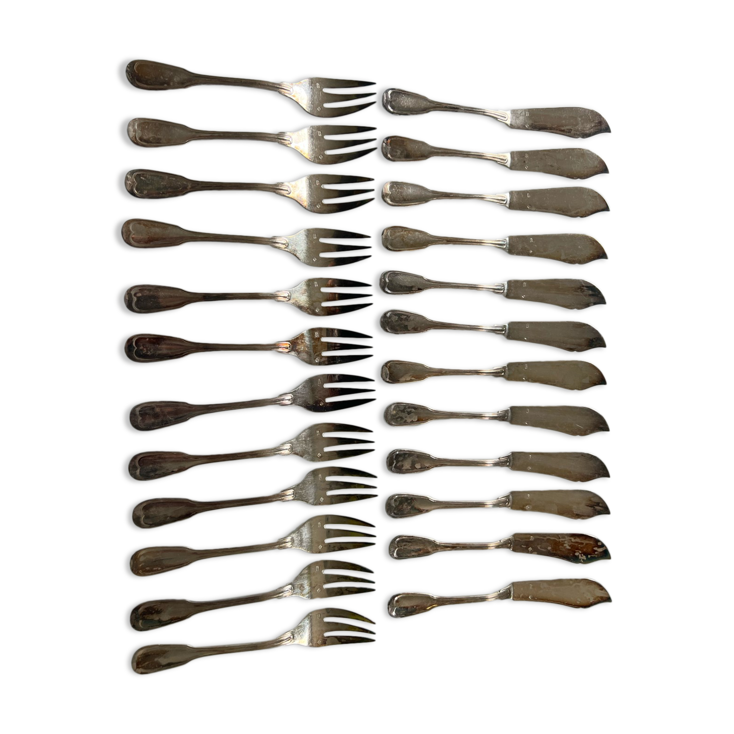 Housewife Ercuis fish cutlery silverware 24 pieces