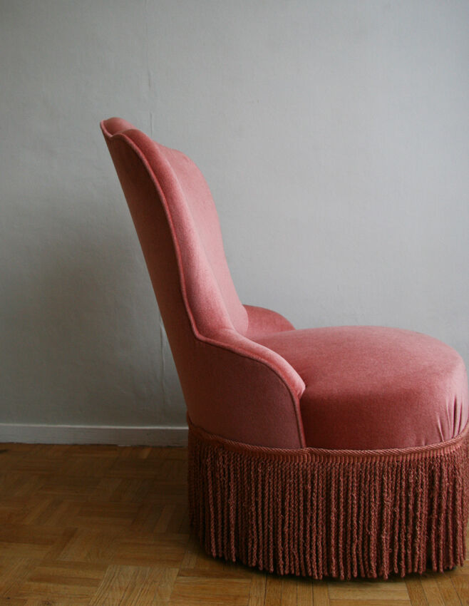 Fauteuil crapaud velours rose