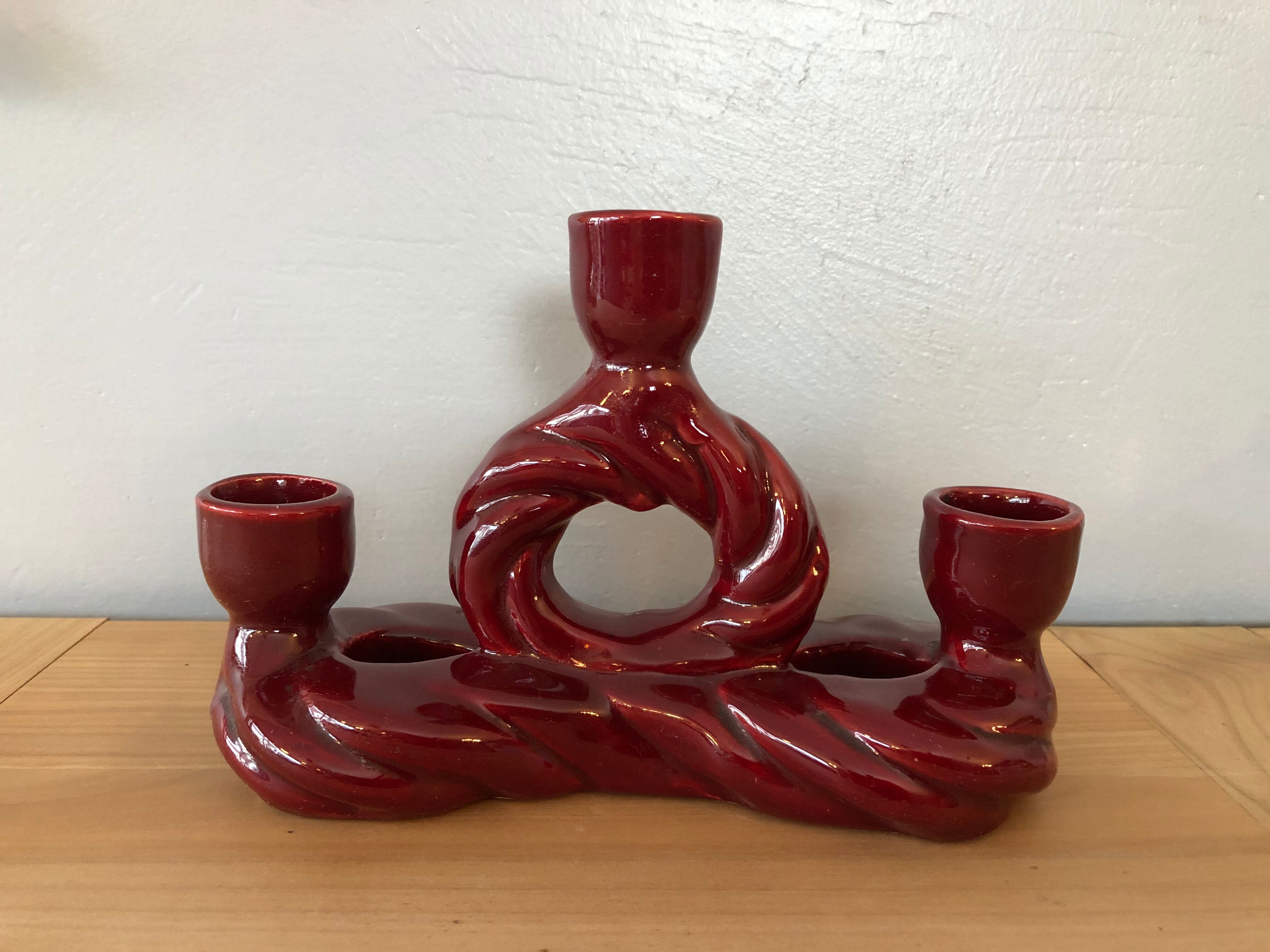 Enamelled ceramic candle holder