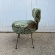 Chaise moumoute verte vintage 1960
