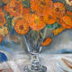 Bouquet of marigolds, oil on canvas signed Maurice Bouillot 1954
