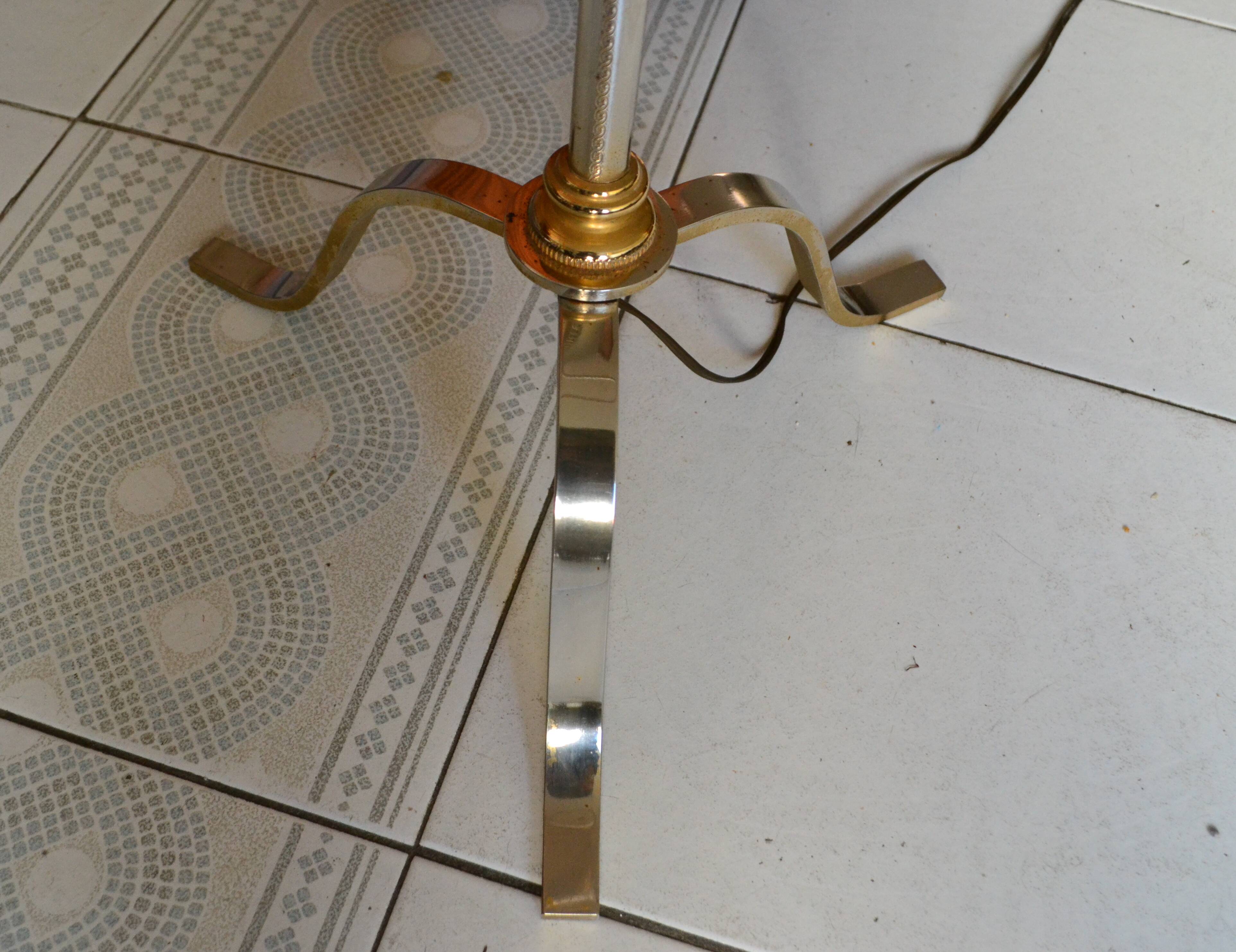 Lampadaire tripode vintage laiton doré
