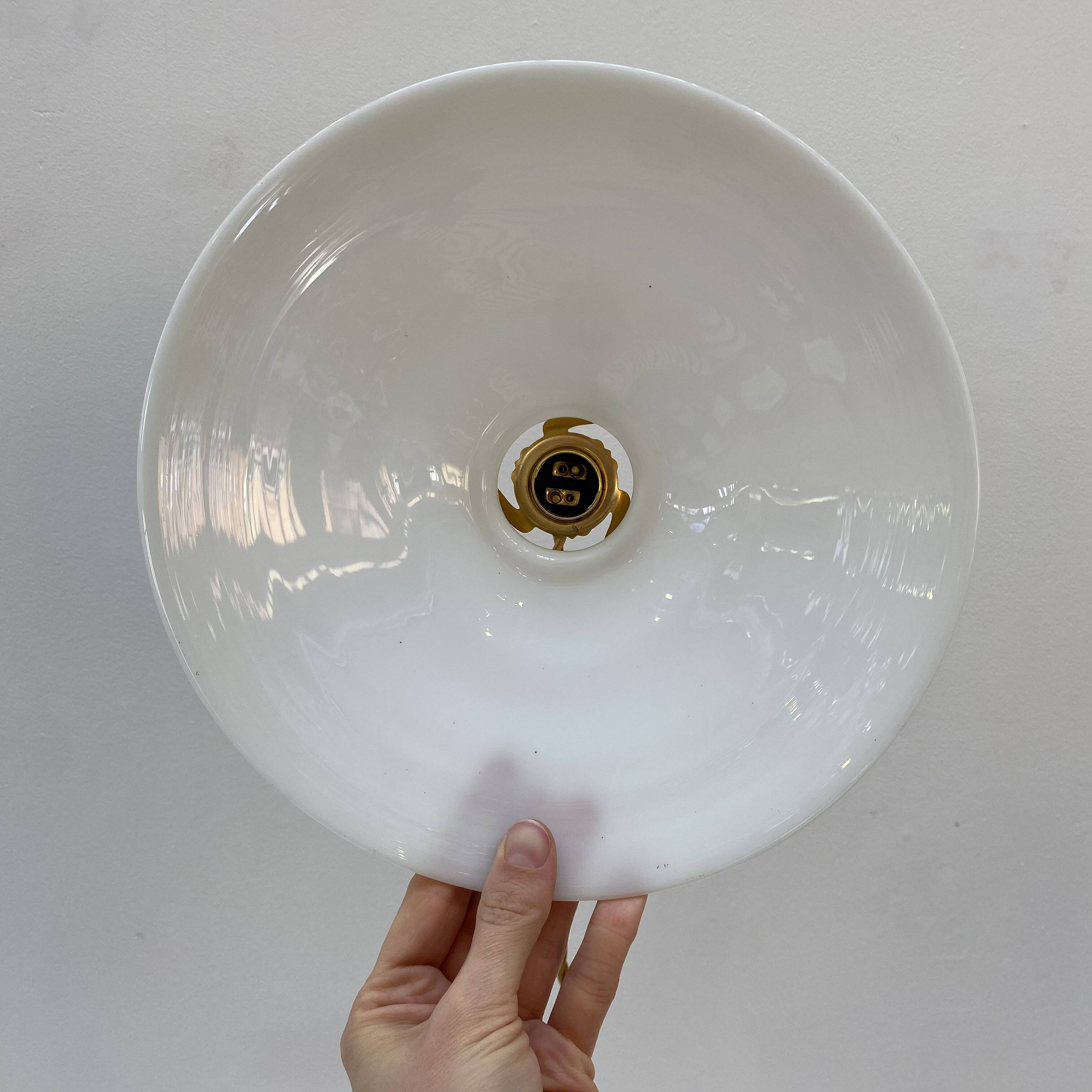 Pair of vintage white opaline pendant lights