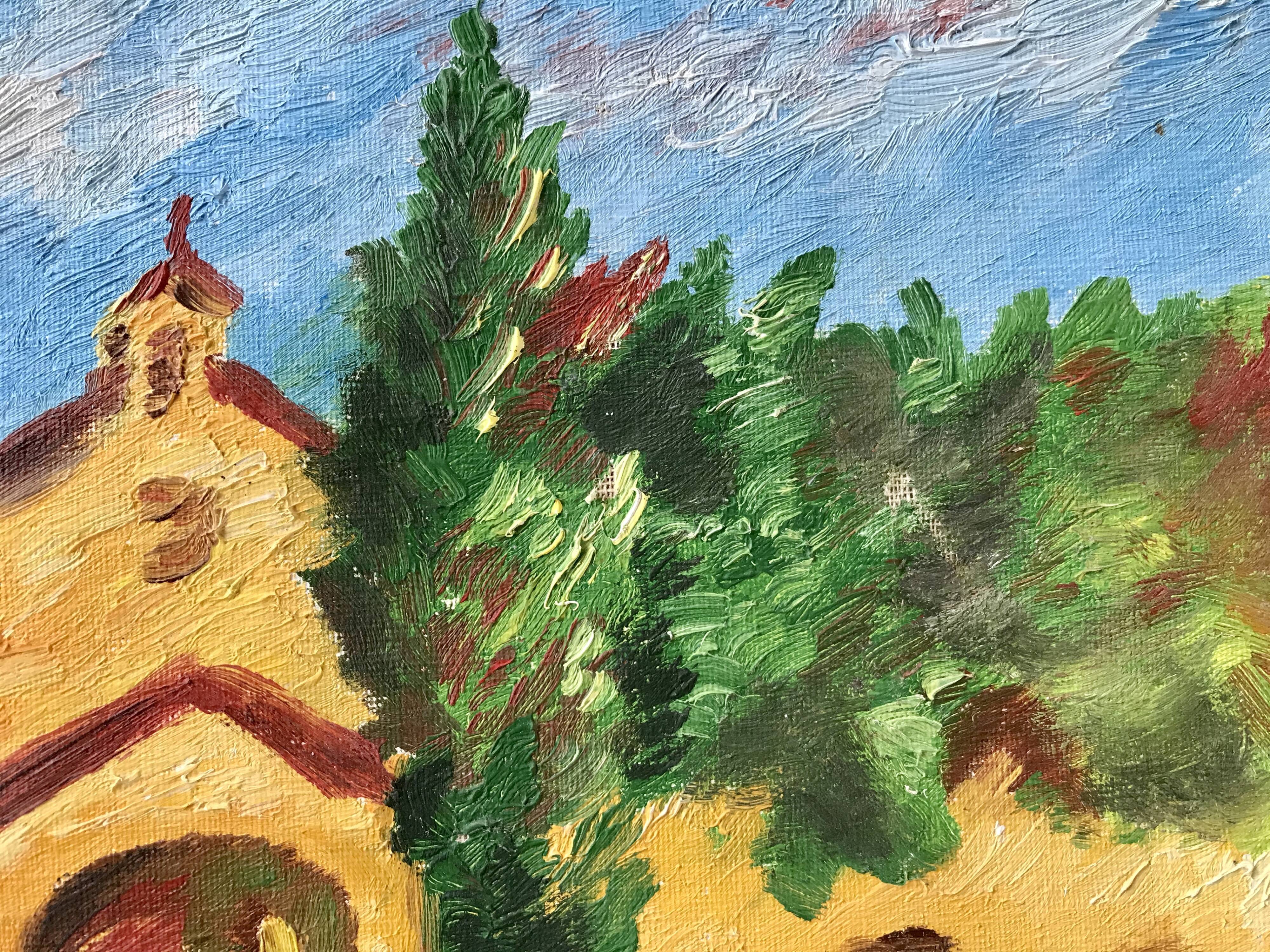 Oil on canvas painting ancient landscape