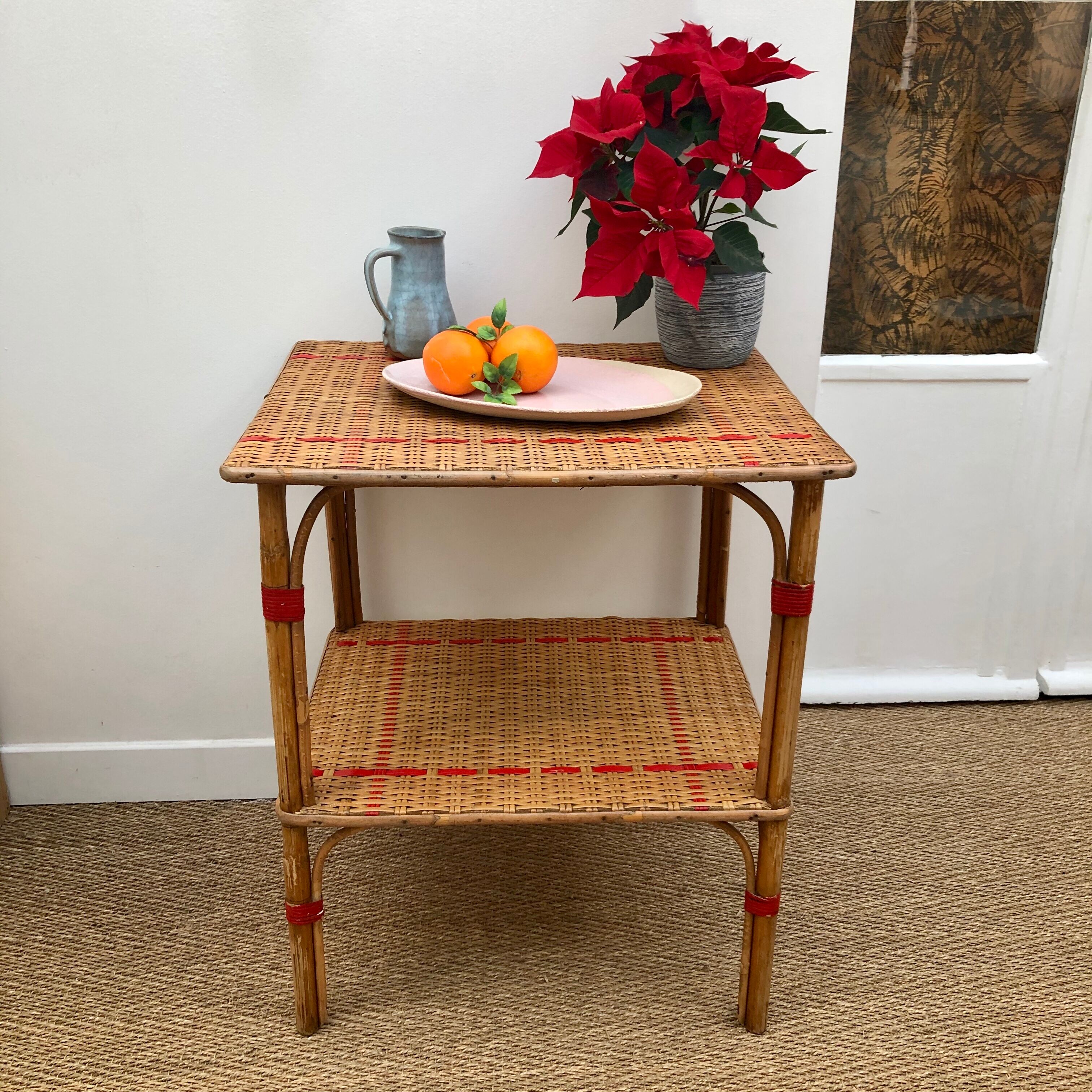 Braided rattan side table