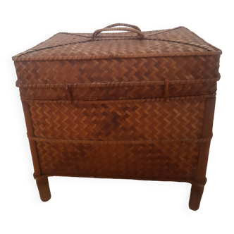 Vintage woven rattan chest