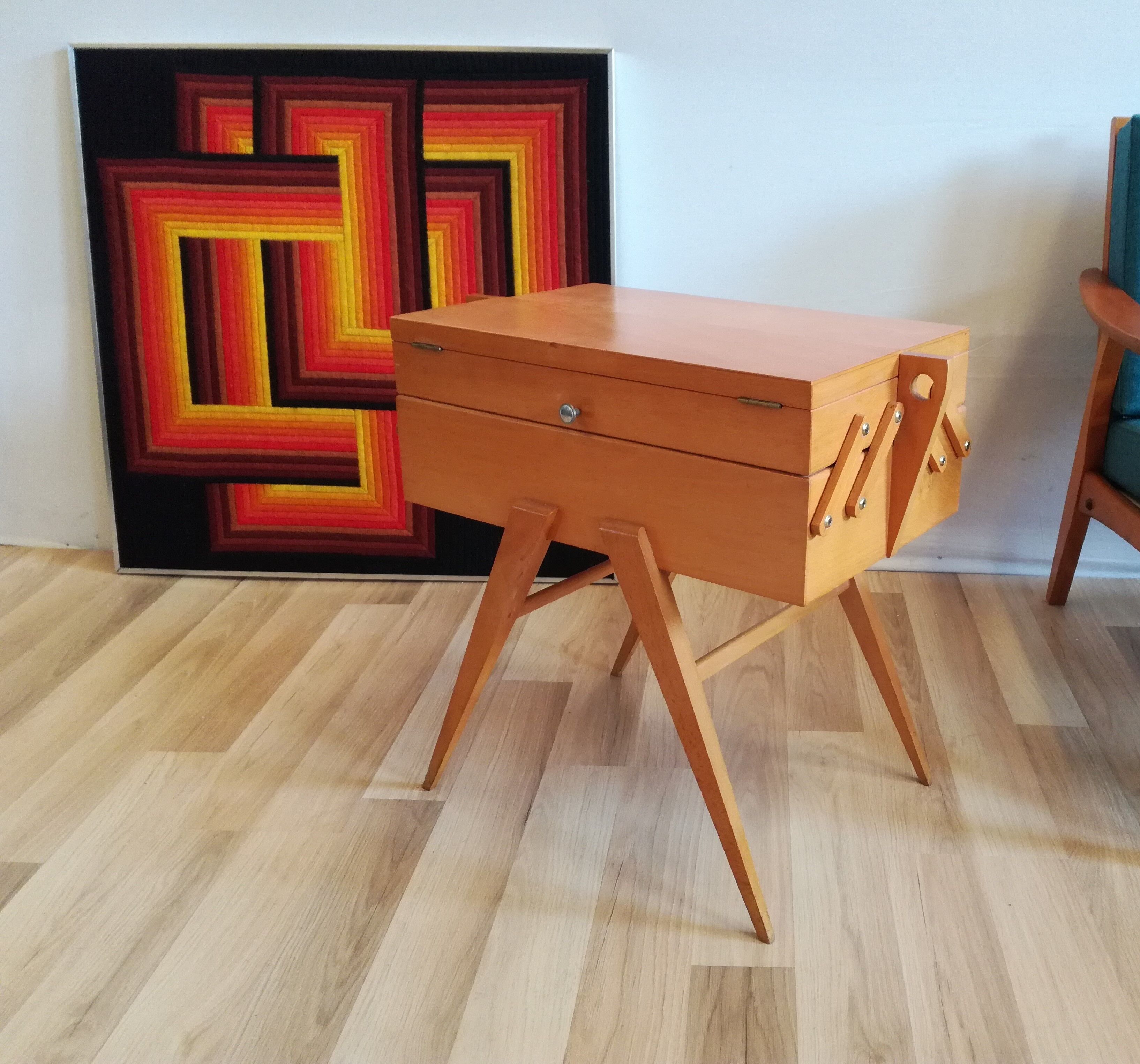 Sewing worker's feet compasses of the 60s