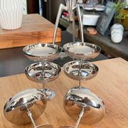 Set of 6 vintage ice cream or cocktail cups in shiny stainless steel.
