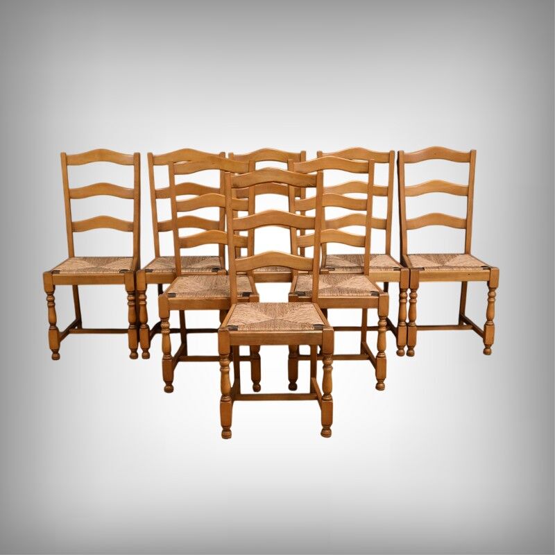 Set of 8 beech chairs – 1980