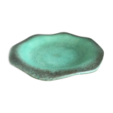 Large dish of the 1950s with wavy edge color green celadon