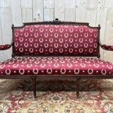 Banquette de style Louis XVI tissu bordeaux
