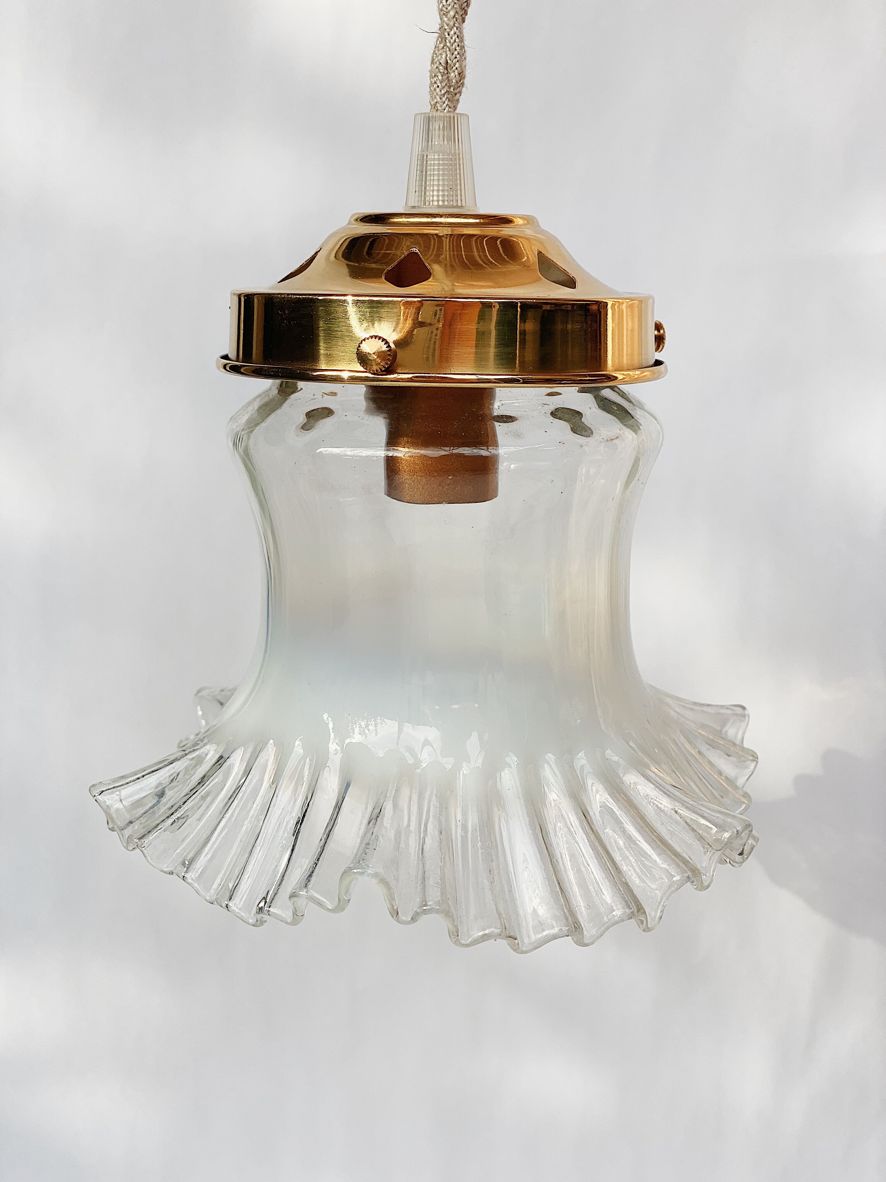 Opaline glass globe walking lamp with petticoat