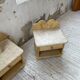 Pair of travertine bedside and rattan palm tree "vivai del sud"