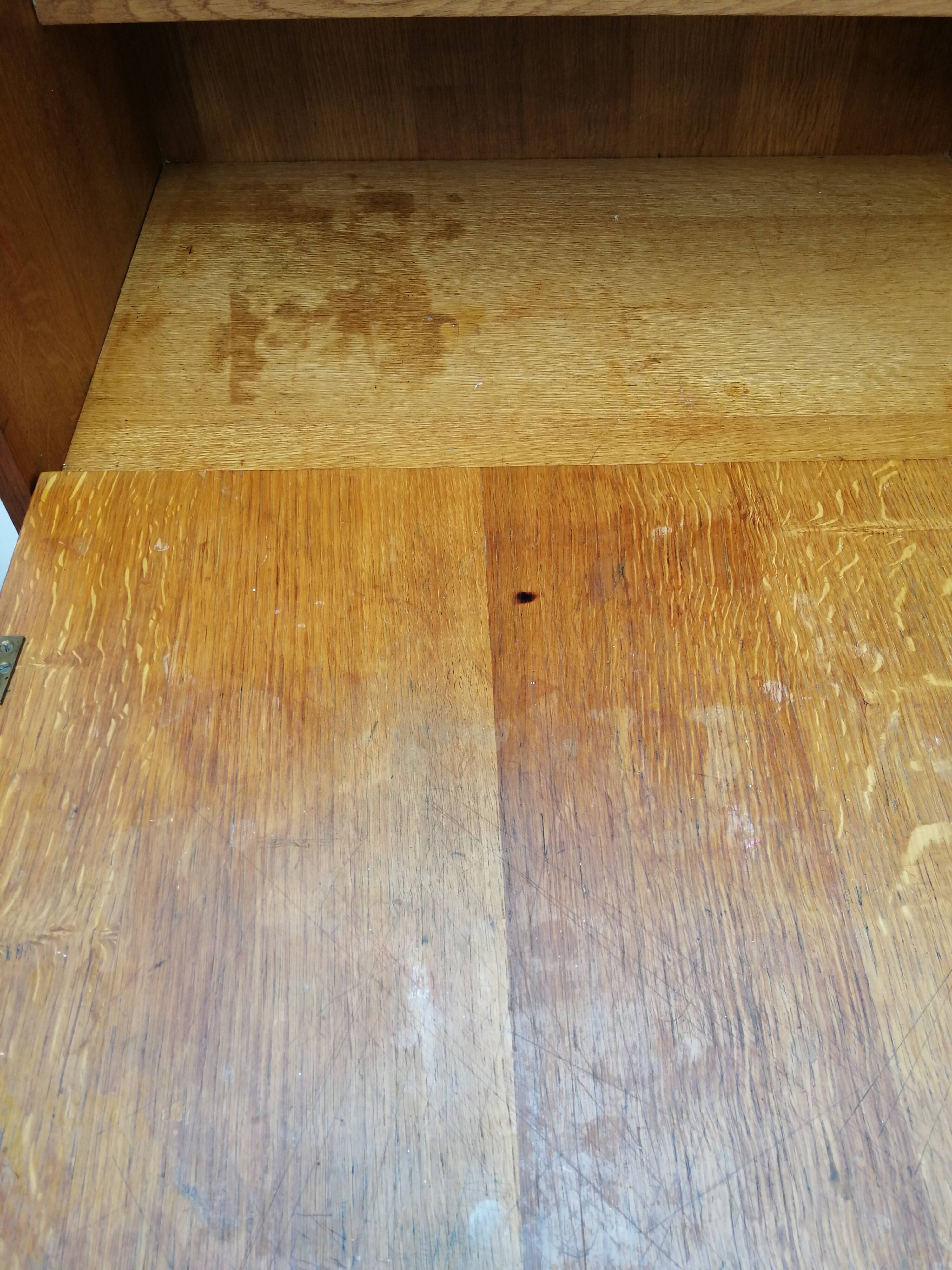 Oak and rattan secretary