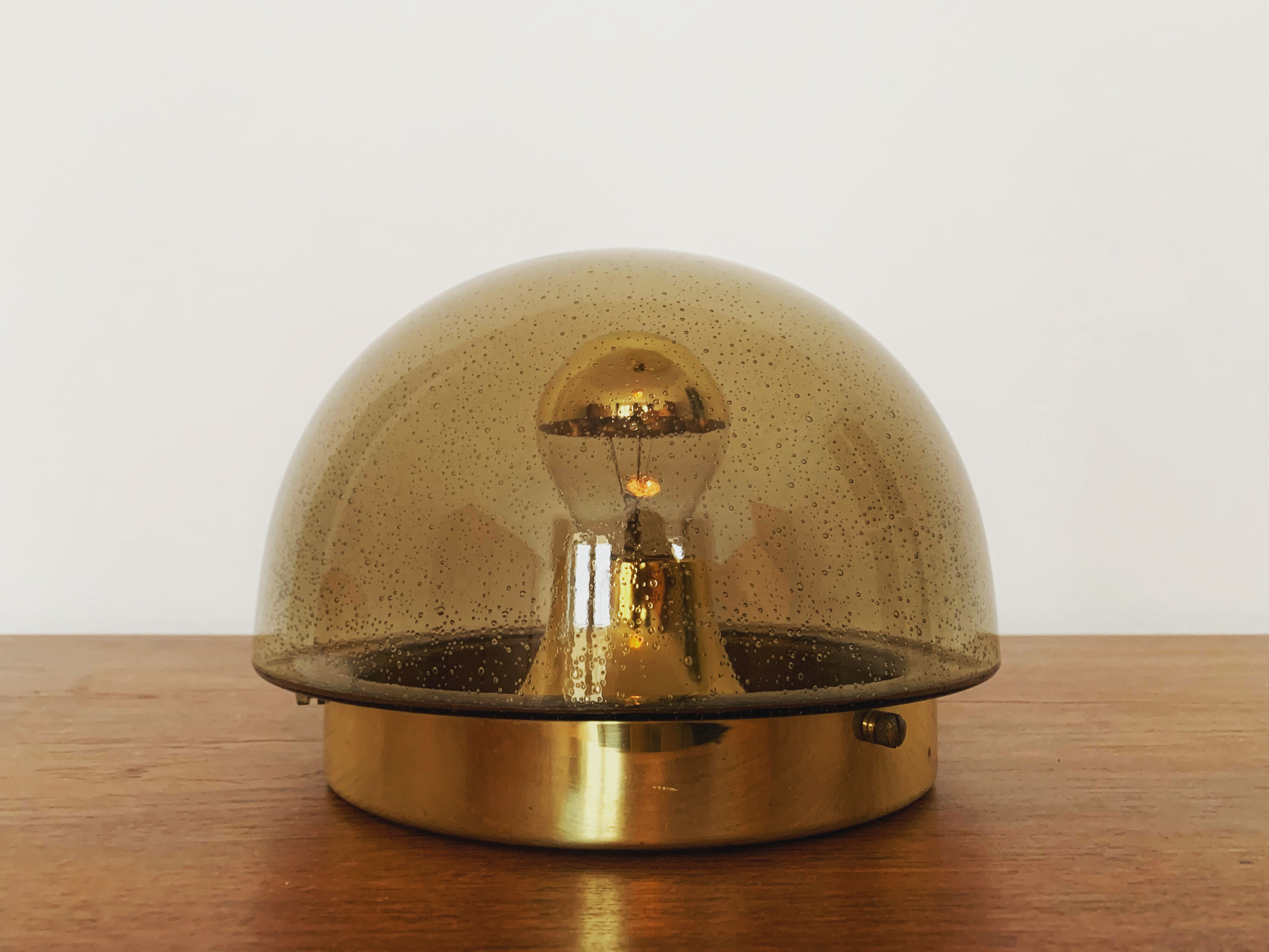 Smoked glass wall lamp or flush light by Glashütte Limburg