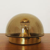 Smoked glass wall lamp or flush light by Glashütte Limburg