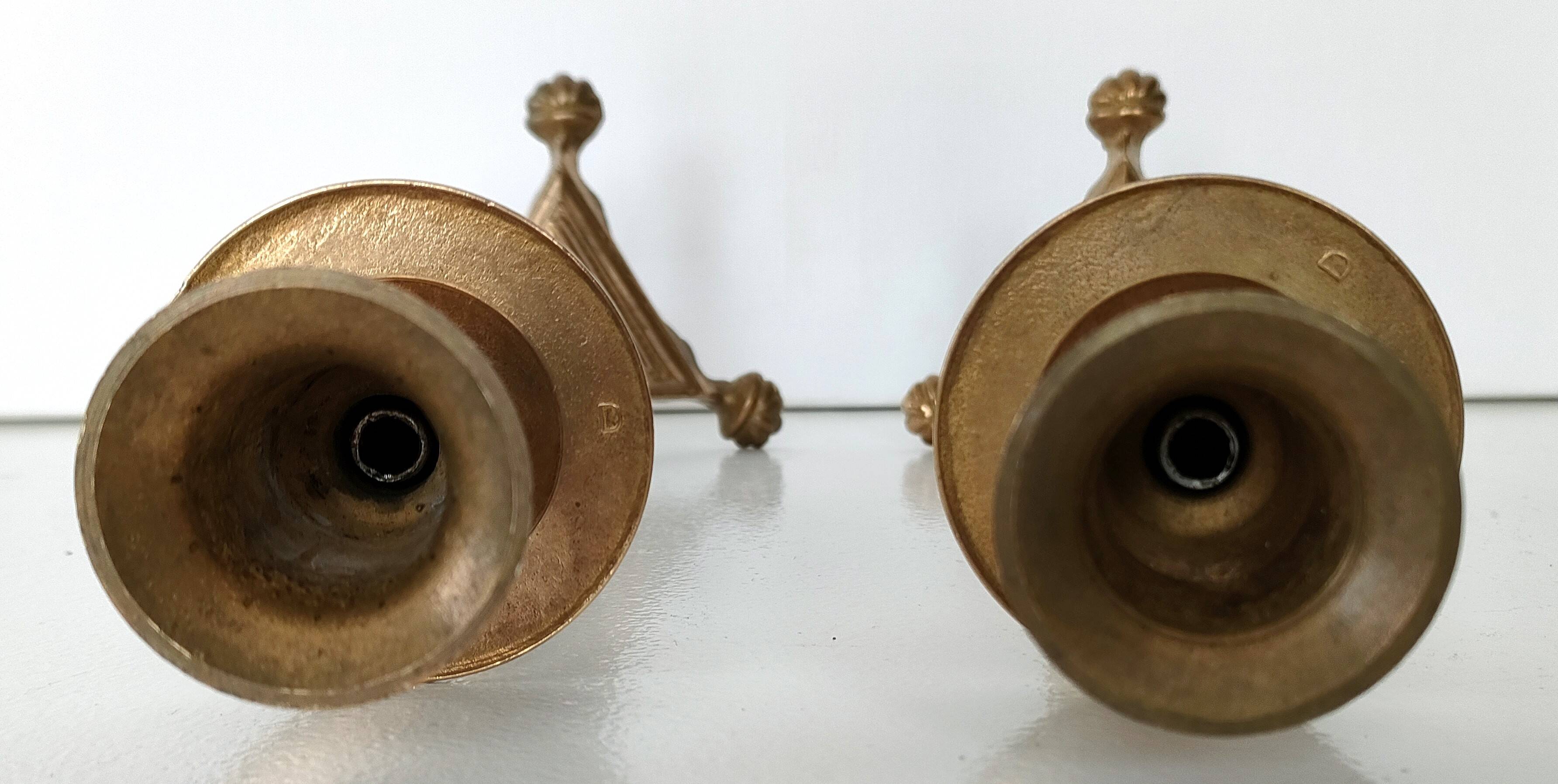 Pair of tripod candlesticks with lion's paws - Napoleon III - 19th century