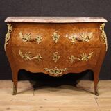 Commode française incrustée du XXe siècle avec plateau en marbre